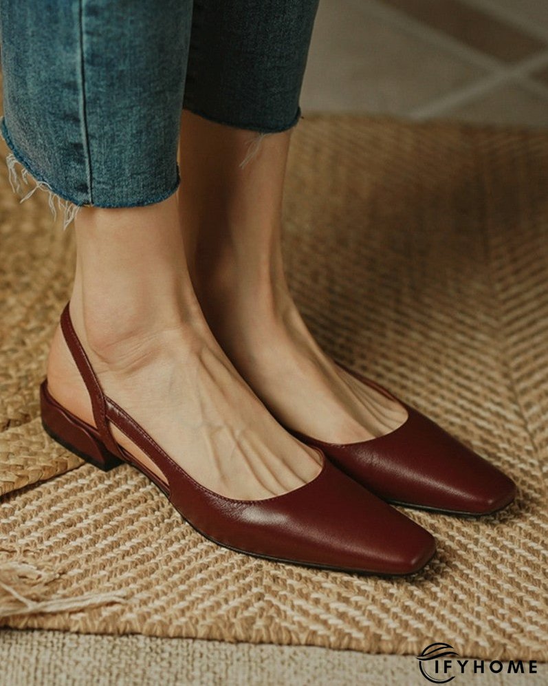 Square Toe Cutout Slingback Slip On Shoes | IFYHOME