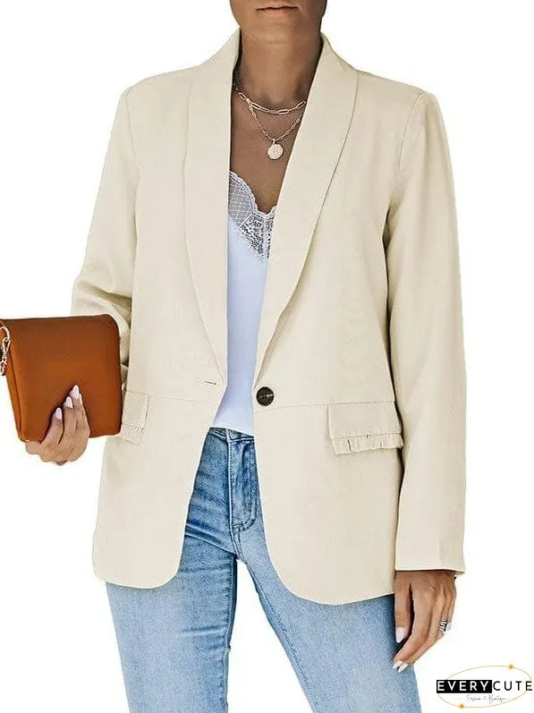 Solid Lapel Button Long Sleeve Blazers