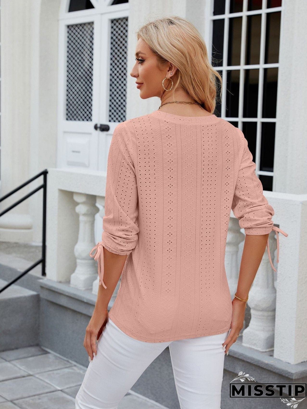 Short Sleeve Mock Neck T-Shirt with Side Slits