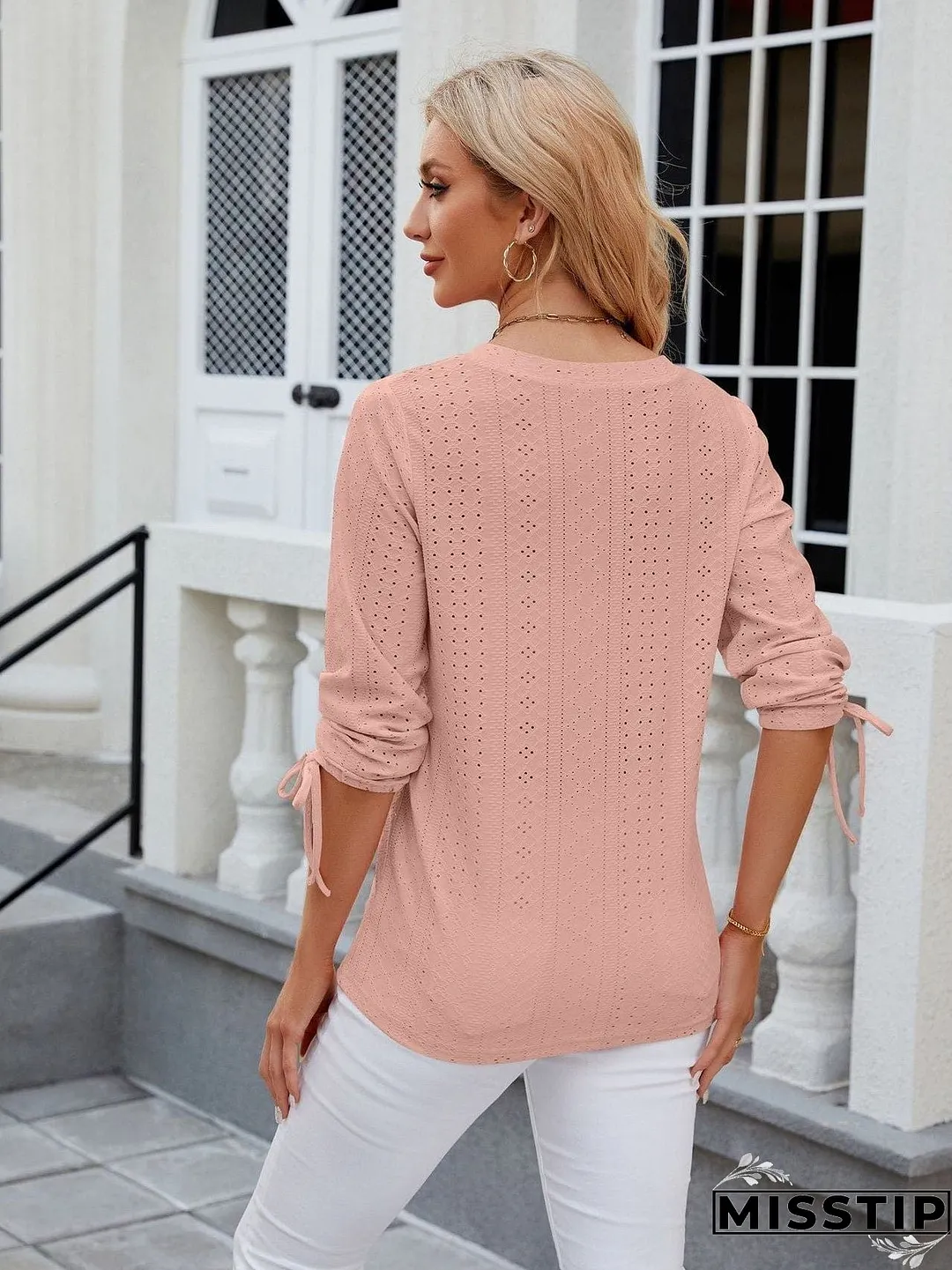 Short Sleeve Mock Neck T-Shirt with Side Slits