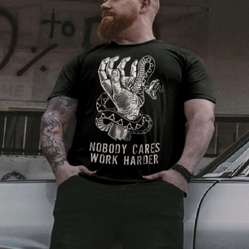 Nobody Cares Work Harder ​Printed Fitness Men's T-shirt -  UPRANDY