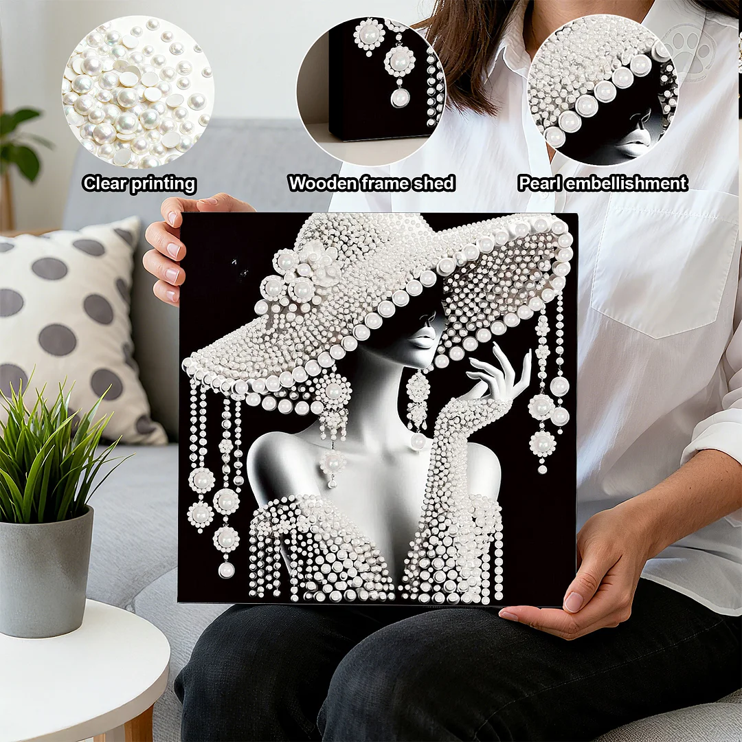 Lady - DIY Pearl Diamond Art Kit With Frame 30*30cm