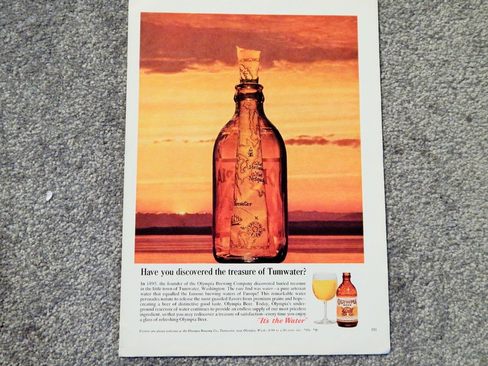 OLYMPIA BEER ORIG. VTG 1967 Photo Poster painting AD, RARE COLLECTIBLE, GREAT FRAMED