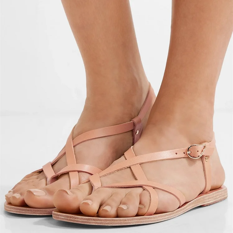 Pink Vintage Greek Sandals Beach Gladiator Sandals |FSJ Shoes