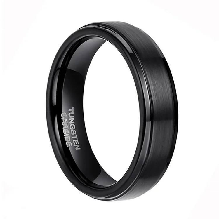 Black Matte Brushed Tungsten Rings (Set/2Pc)