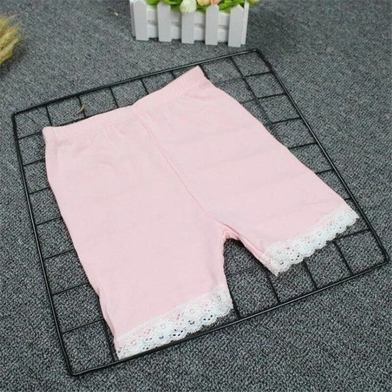 2021 Kids Girls Leggings Children Short Pants Pure Color Capris Girl Lace Kid Breathe Freely Trousers Cotton Pantyhose
