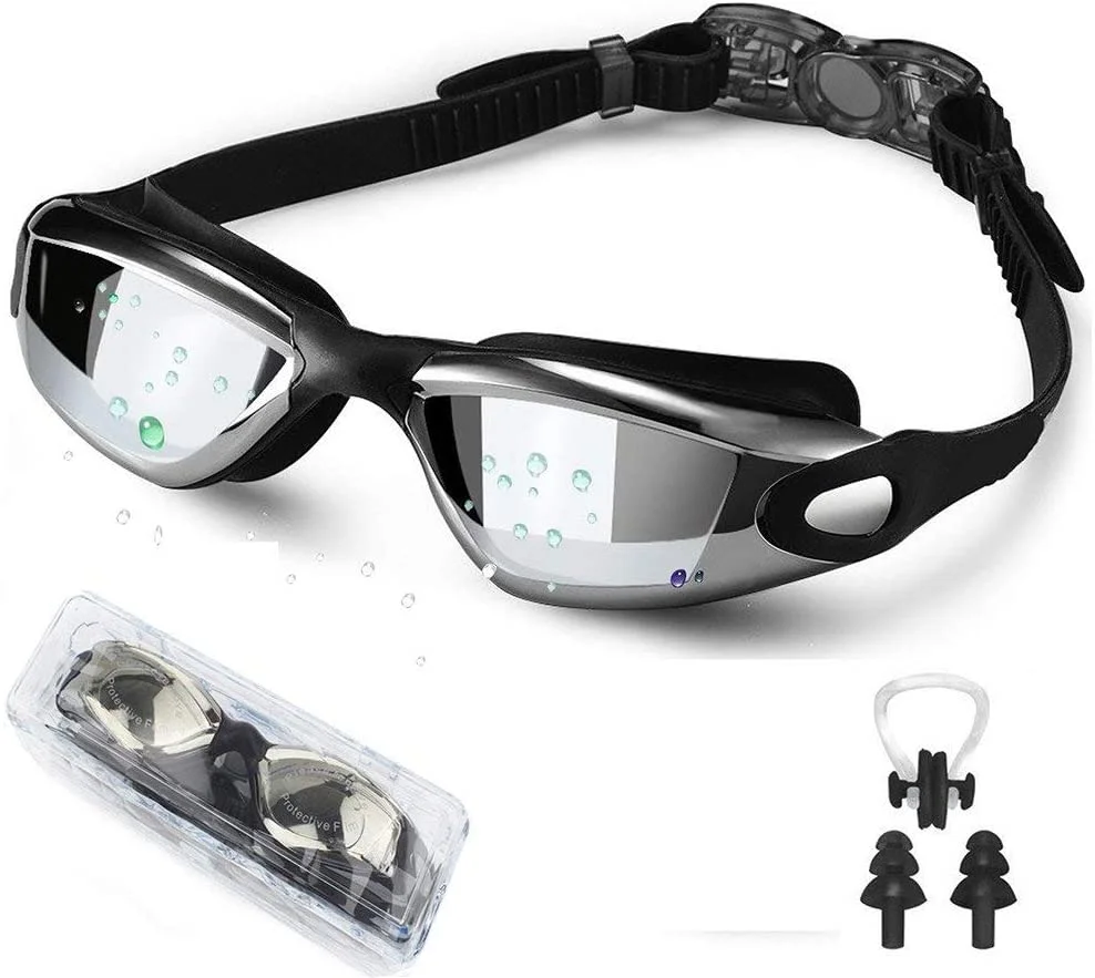 Swim Goggles, Wide View Swimming Goggles No Leaking Anti Fog Swim Goggles UV Protection Triathlon Water Goggles