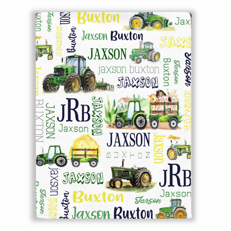 BlanketCute-Personalized Lovely Kid Tractor Blanket with Your Kid's Name | 04