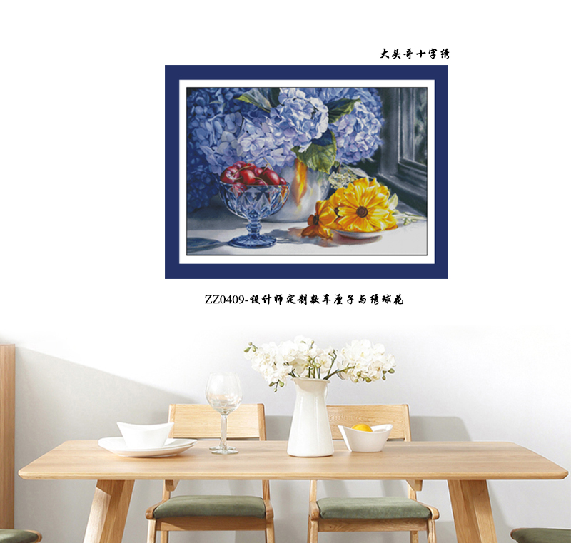 [ZZ0409-Cherries and hydrangea]  Painting Fairy Cross Stitch
