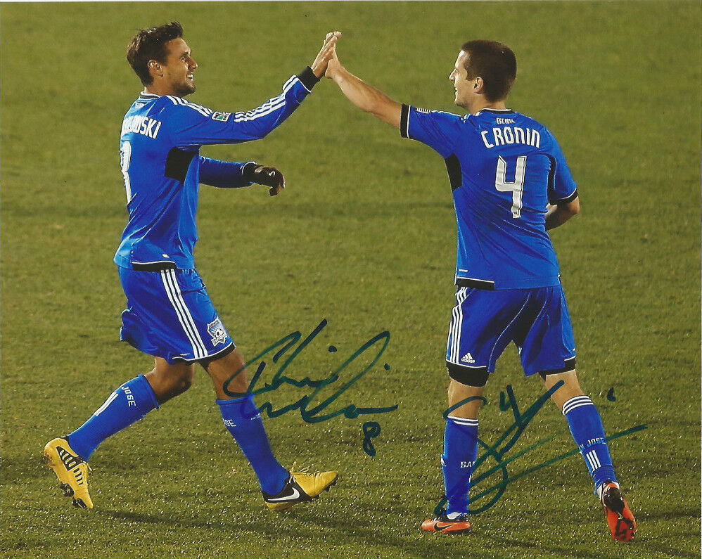 San Jose Earthquakes Sam Cronin Chris Wondolowski Autographed 8x10 Photo Poster painting COA