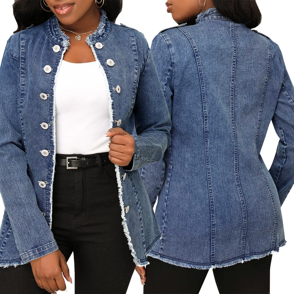 Women's Denim Jacket Jeans Single Breasted Jeans