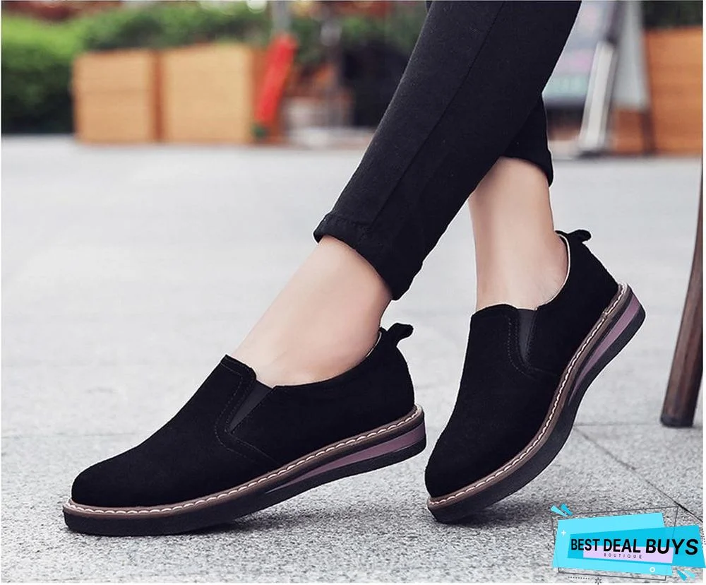 Women Moccasins Flats Genuine Leather Slip On Suede Loafers Shoes