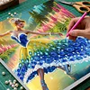 Jumping Girl DIY set de peinture perl&eacute;e en forme sp&eacute;ciale avec cadre 25x25cm cadeau