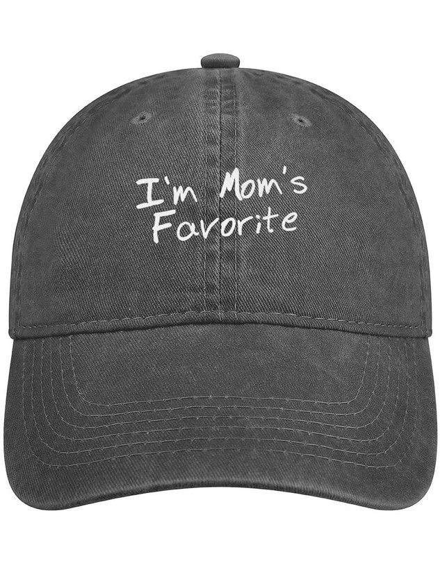 Men's I'm Mom's Favorite Funny Graphic Printing Regular Fit Adjustable Denim Hat socialshop