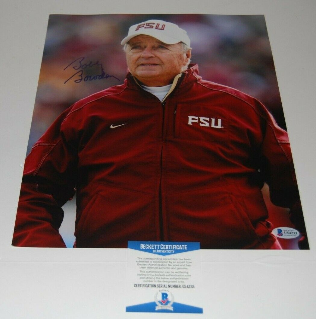 BOBBY BOWDEN signed (FLORIDA STATE SEMINOLES) football 11X14 Photo Poster painting BECKETT #1