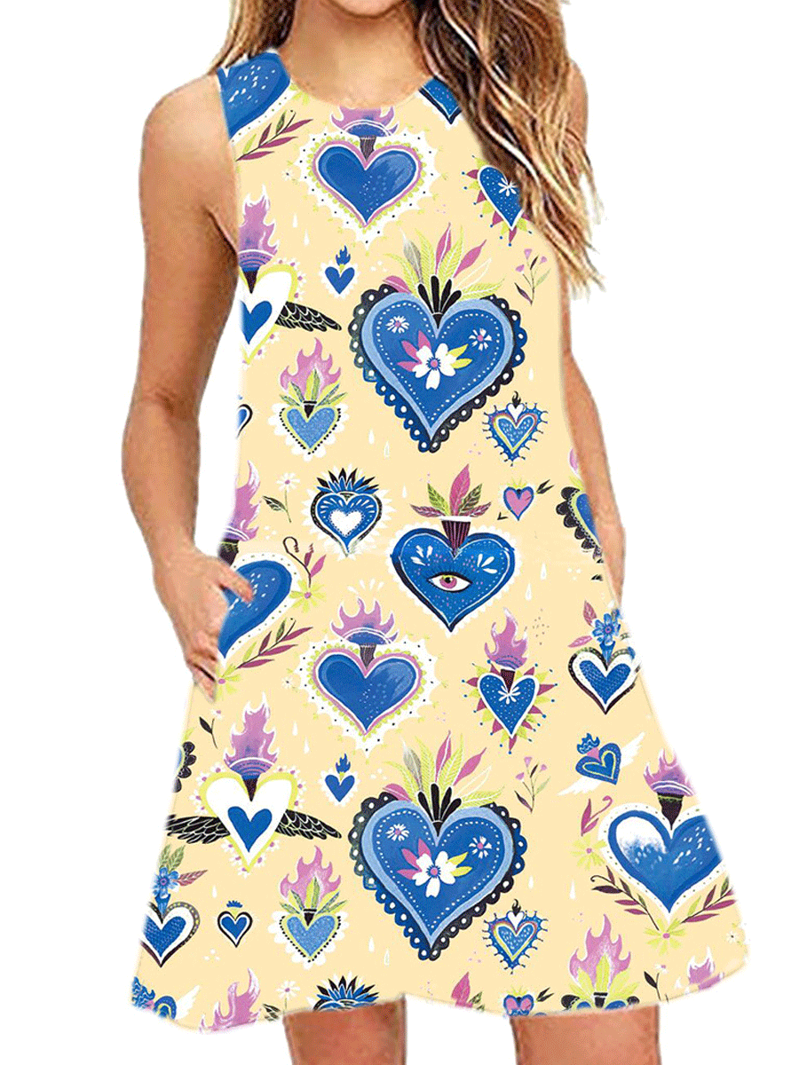 Sleeveless Loose Back Zip Tank Dress