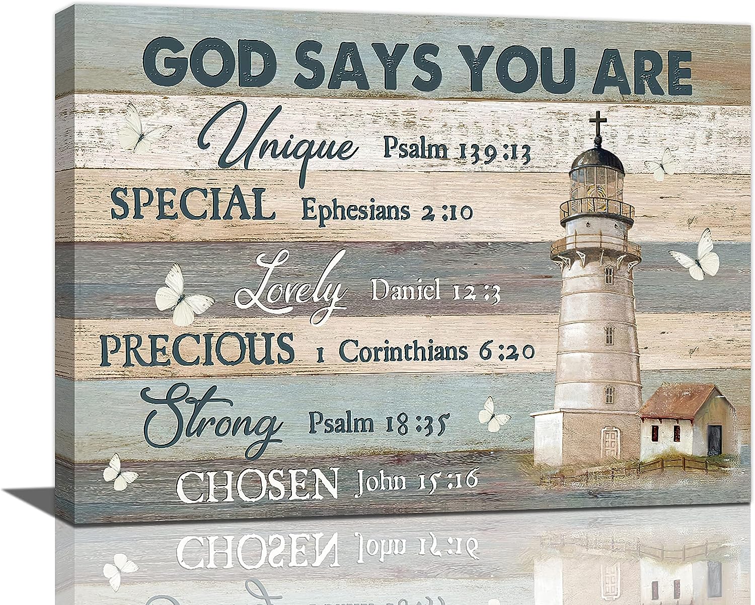 Nautical Lighthouse Wall Art Christian Cross Lighthouse Wall Decor God Says You Are Quotes Pictures Painting Print Framed Artwork for Bathroom Bedroom Living Room Office 12 inch x16 inch  12&#034;x16&#034;