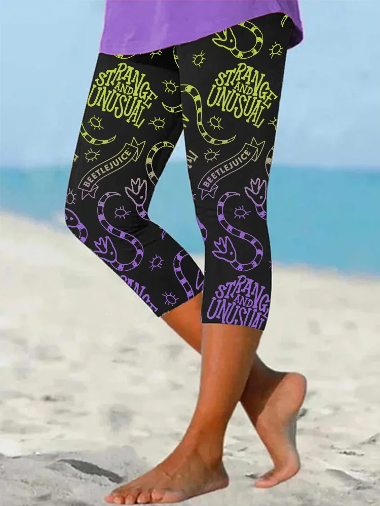 Halloween Horror Movie Inspired Print Stretch Leggings