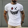 Men's Smile Print Basic Round Neck Cotton T-Shirt by Inlyline