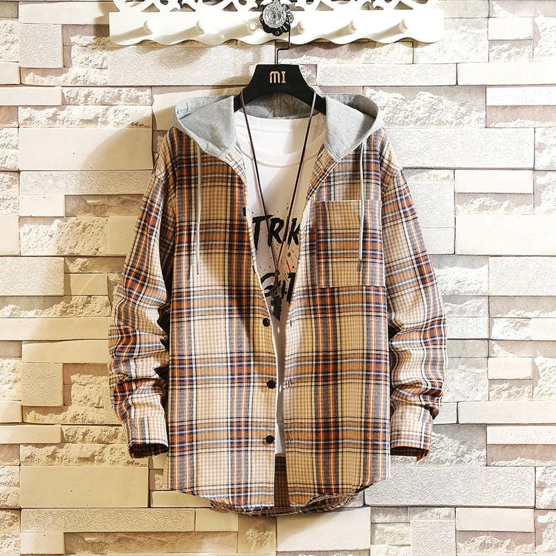 Janpan Style Casual Cardigan 2021 Spring Autumn ROCK PUNK White Hoodie Plaid  Sweatshirt Men'S Fleece Hip Hop Streetwear Clothes