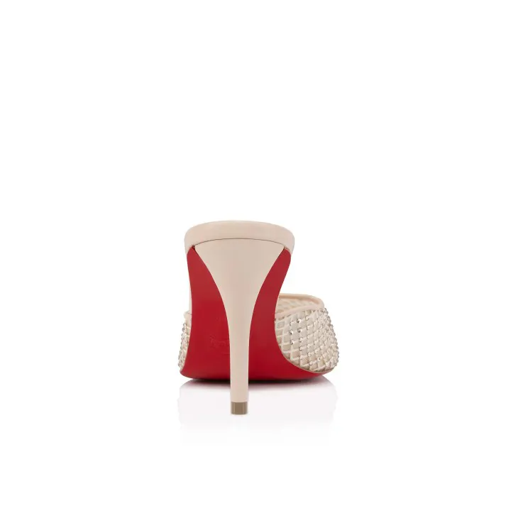 100mm Women's Sandals Pointed Toe Diamonds Mules Red Bottom Heels Slip on Stilettos-vocosishoes