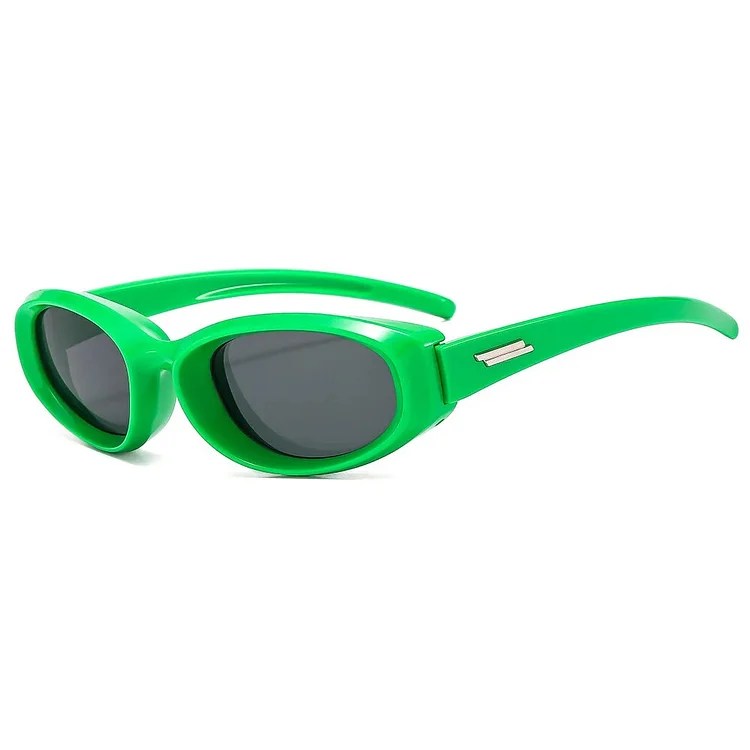 YOOSKE Y2K Sunglasses for Men Minimalist Sports Sun Glasses Women Cat Eye Eyewear Ladies Shades Green Mirror UV400 Goggles