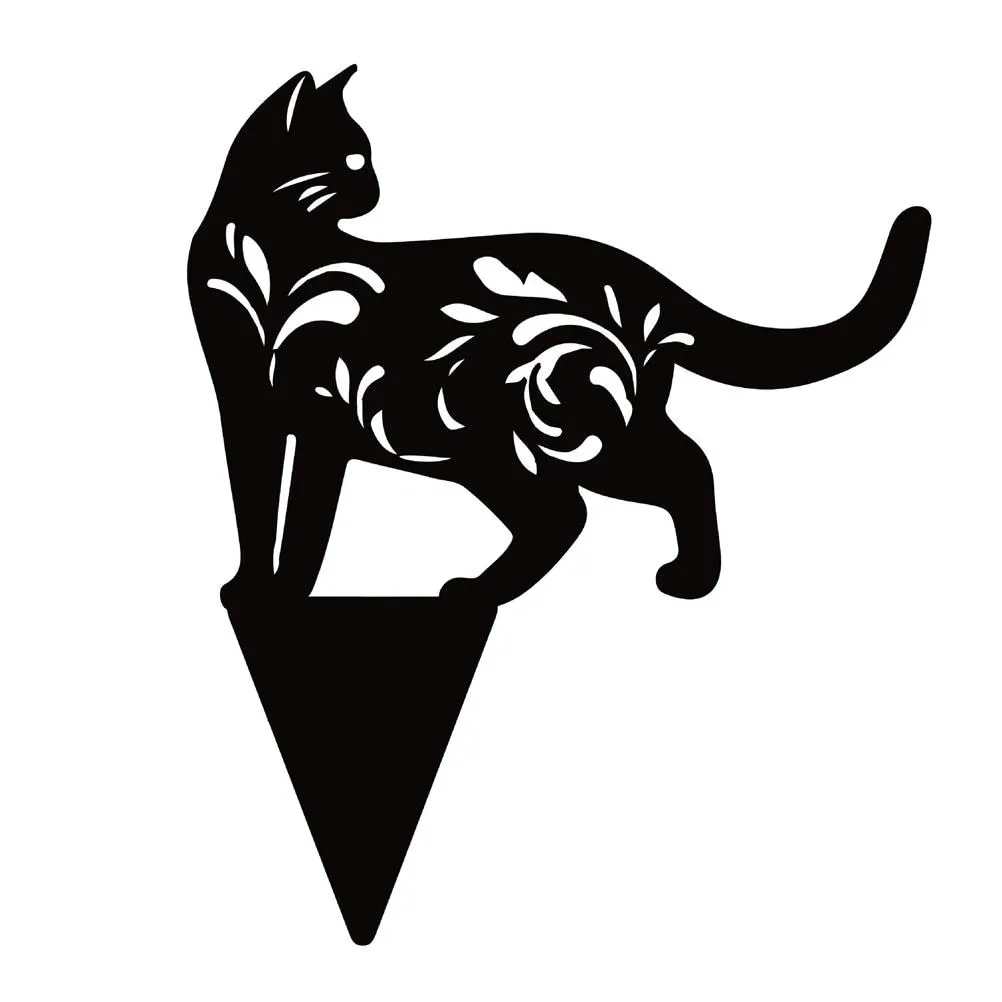 Black Cat Silhouette Winds Spinners Stake Yard Art Acrylic Garden Decor Cat Crafts Lawn For Courtyards Backyards Lawns Gardens