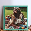 Crochet Girl With Ball Of Yarn-11CT Stamped/Counted Cross Stitch 50*50cm/19.69*19.69in tapestrymarket