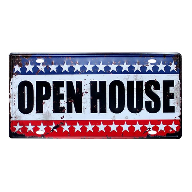 15*30cm - Open House - Car License Tin Signs/Wooden Signs