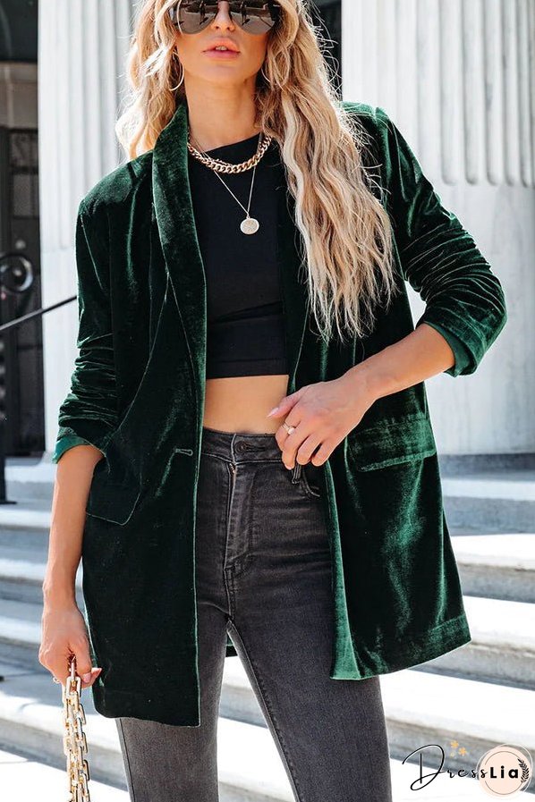 It's Just A Crush Pocketed Velvet Blazer