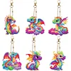 6Pcs DIY Diamond Painting Colored Dragon Keychain