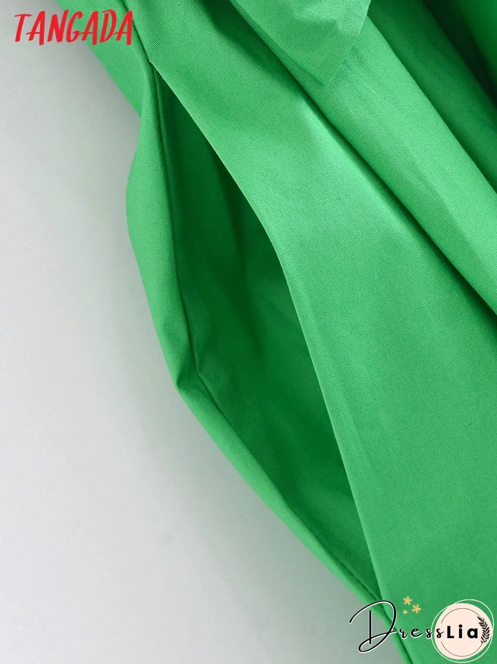 Womens Summer Dress Green Dresses With Pocket Back Bow Strap Female Long Dress Qn26