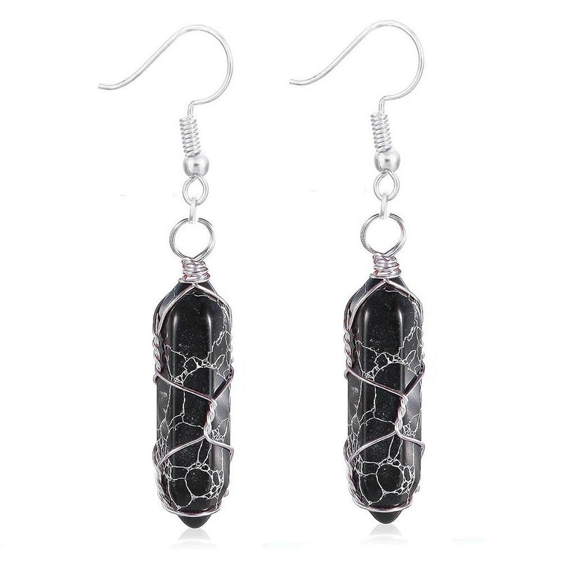 1 Pair Casual Minimalist Geometric Natural Stone Crystal Iron Drop Earrings