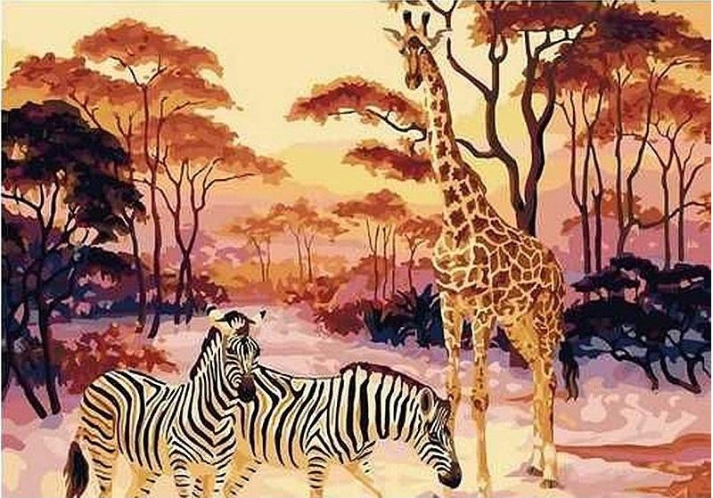 

Giraffe and Zebra – Paint By Numbers - 40*50CM, 501 Original