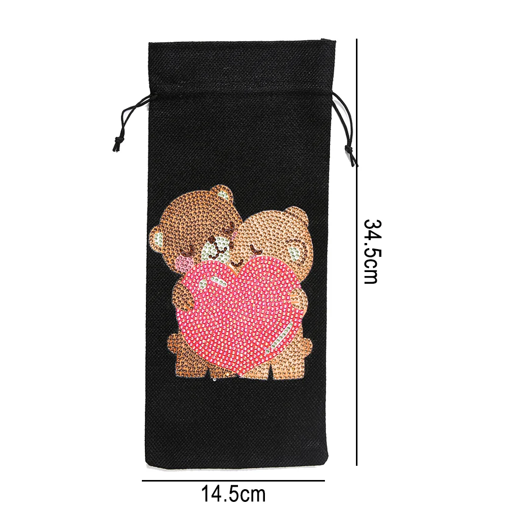 DIY Diamond Painting Xmas Wine Bottle Bag - Love Bear