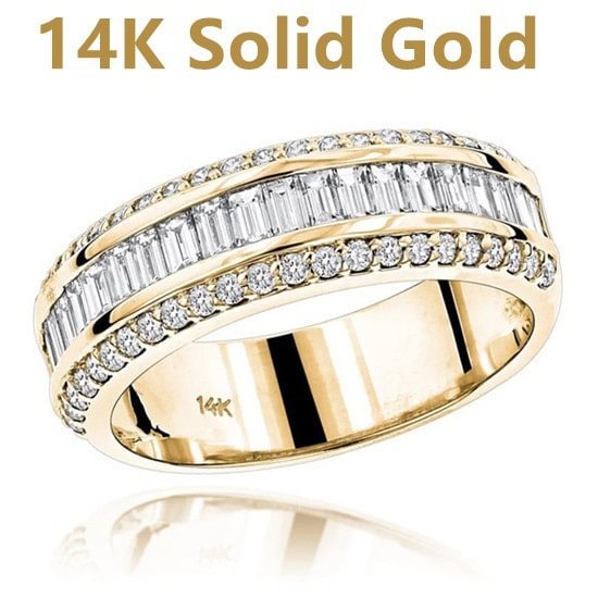 Luxury Womens 14K Solid Gold Ring Her and His Wedding Ring Exquisite Ladies Engagement Diamond Ring Promise Rings Bride Romantic Wedding Engagement Ring Lover Jewelry Gift - Shop Trendy Women's Fashion | TeeYours