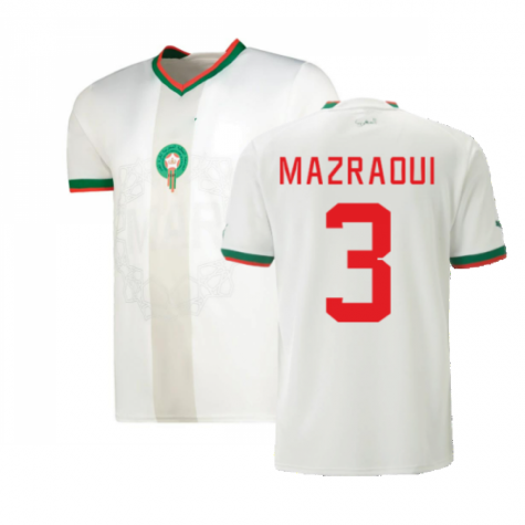 Marokko Noussair Mazraoui 3 Away Trikot WM 2022