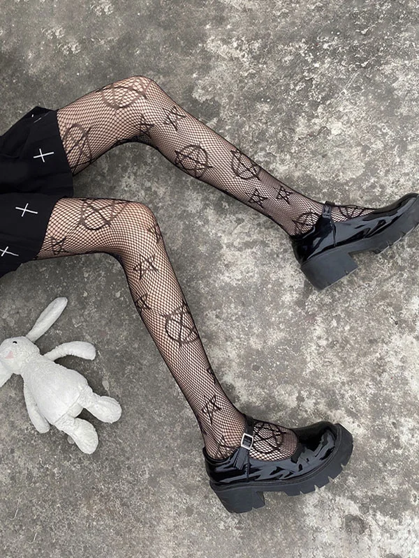 Black Gothic Pantyhose Net Lace Stocking Novameme
