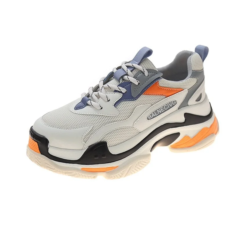 Women Platform Sneakers 2021 New Spring Chunky Shoes Ladies Breathable Mesh Thick Bottom Sneakers Light Fashion Women's Shoes