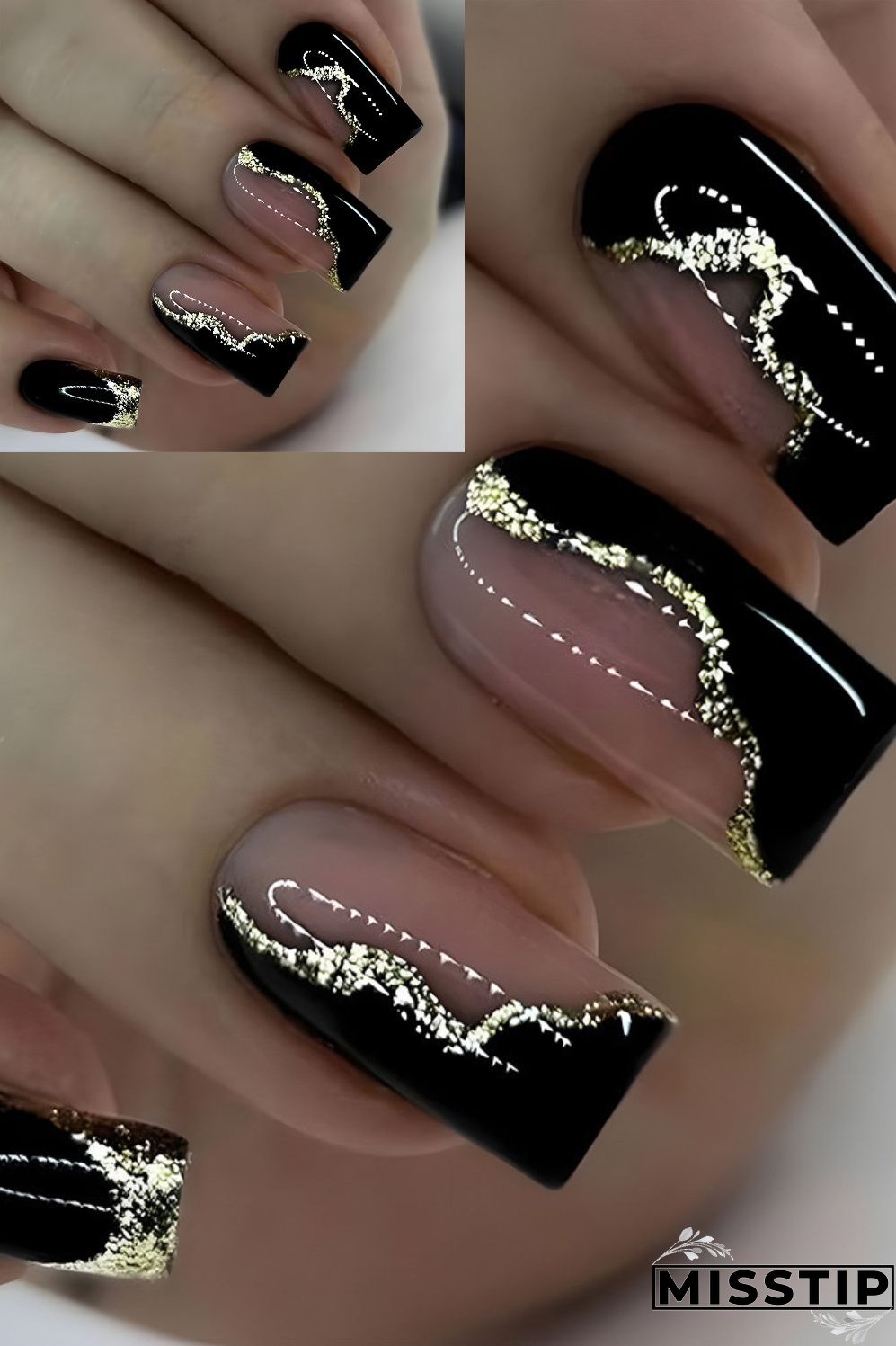 French Glitter Fashion Whitening Manicure Finished Nails