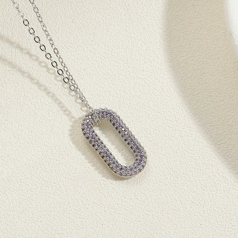 Copper 14K Gold Plated White Gold Plated Minimalist Geometric Solid Color Inlay Zircon Pendant Necklace