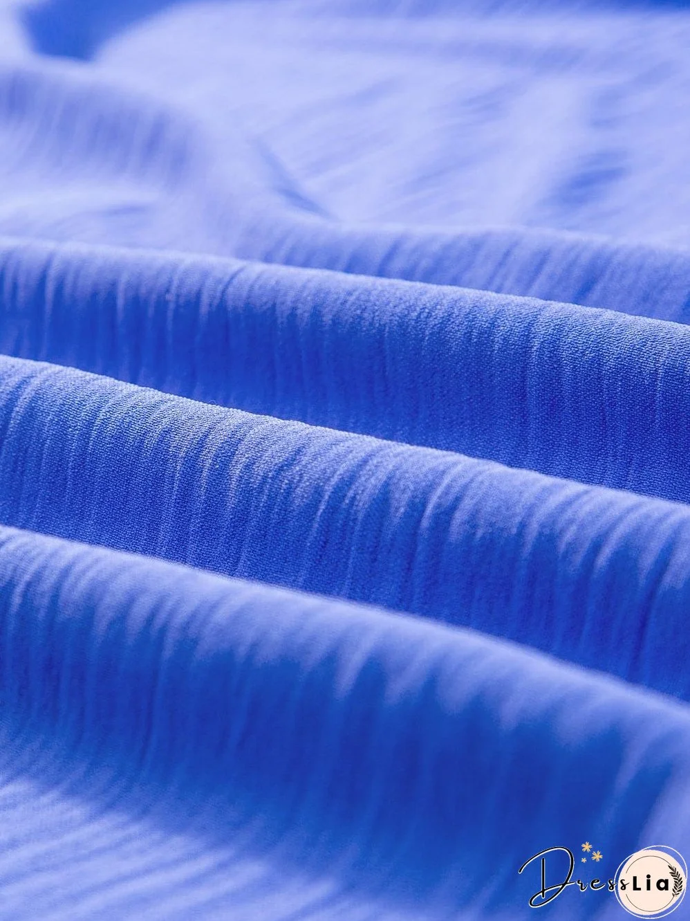 Navy Blue Collared Smocked Sleeve Cuffs Loose Fit Blouse