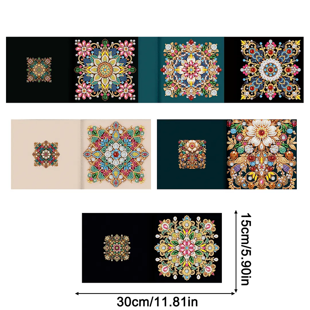6pcs Mandala DIY Diamond Painting Greeting Card Kits with Envelopes Diamond Art Greeting Cards Diamond Art Cards Kits for Adults DIY Crafts Family Friend Gifts