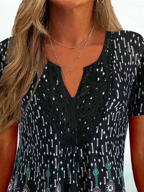 Women Half Sleeve V-neck Solid Color Dress