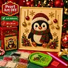 Framed Christmas Penguin - Pearls Painting Kit DIY Diamond Painting Pearl Dot Crafts 20x20CM