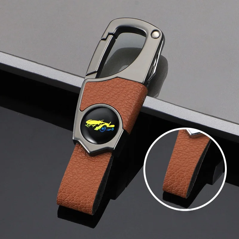 Car anti-theft pendant creative men's high-end keychain suitable for various car keys key leather chain ring