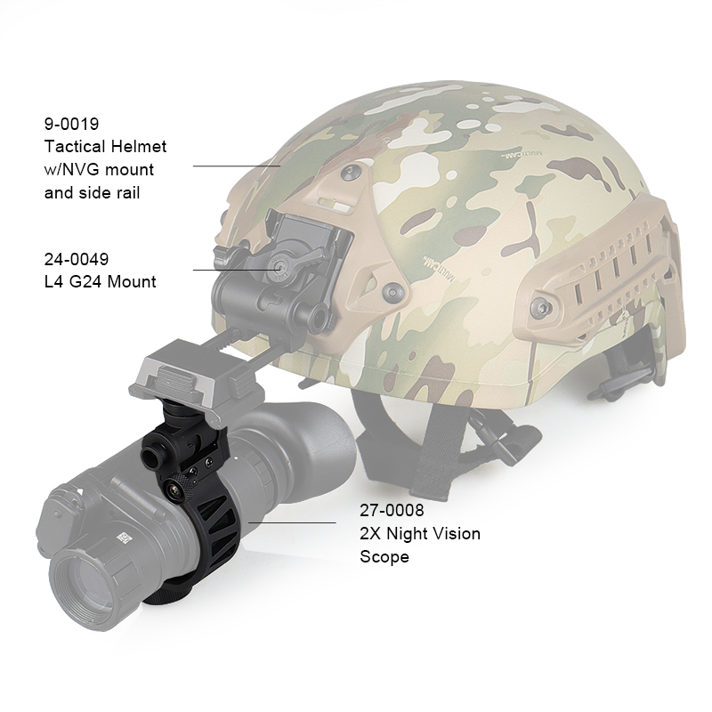 Aluminum J-Arm helmet mount for PVS14 Monocular Hunting accessories+PVS-14 2X Digital Night Vision Goggles with IR LED+ Mental L4 G24 Mount - AR 15 Scope/PVS-18 Airsoft Machined Low Profile Breakaway  Night Vision Dovetail Base Helmet Adapter For hunting - HaikeWargame