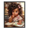 >SALE<Full Embroidery Eco-cotton Thread 11CT Print Curly Hair Girl Cross Stitch40x50cm