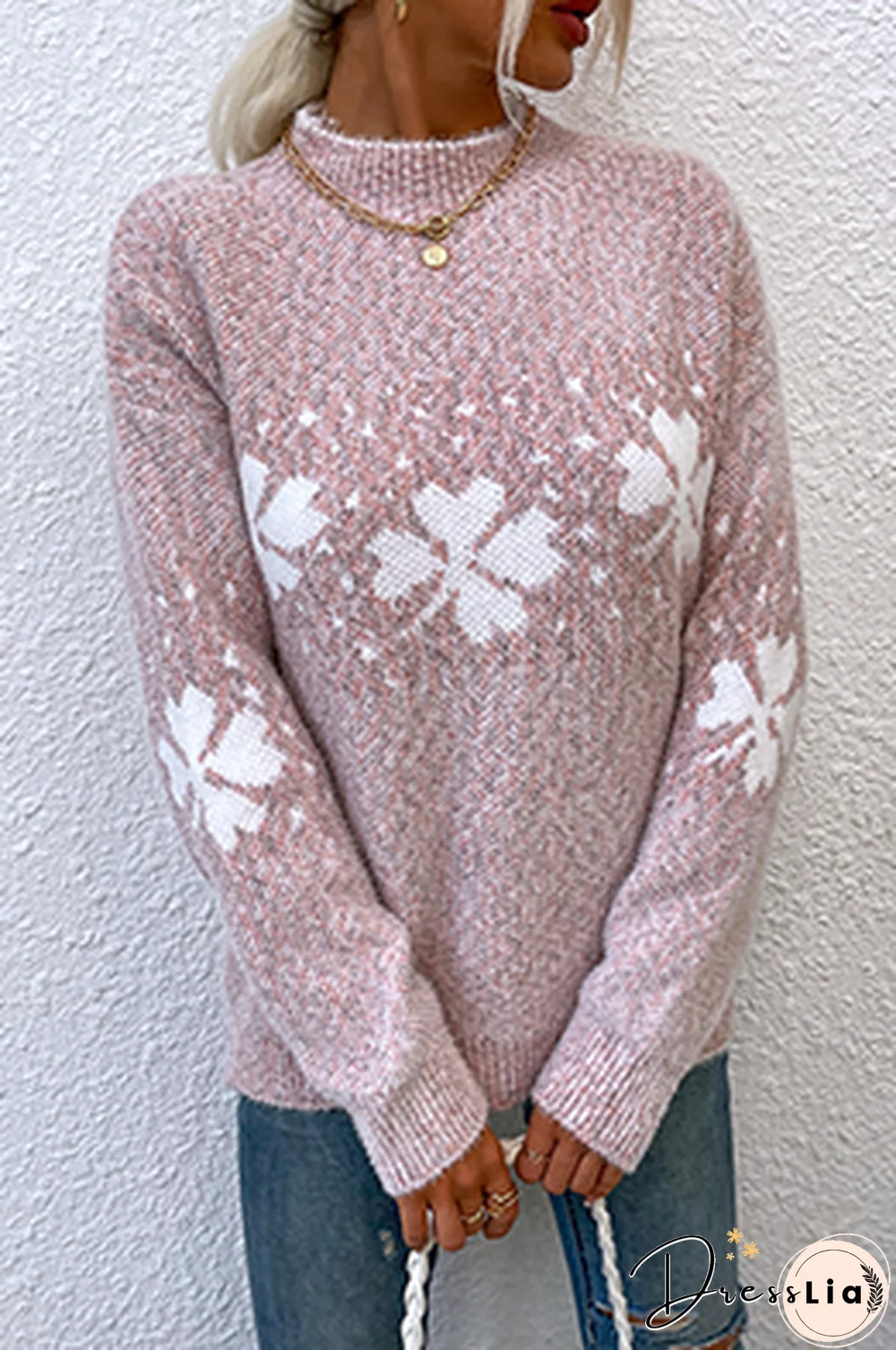 Casual Snowflakes Basic Half A Turtleneck Tops