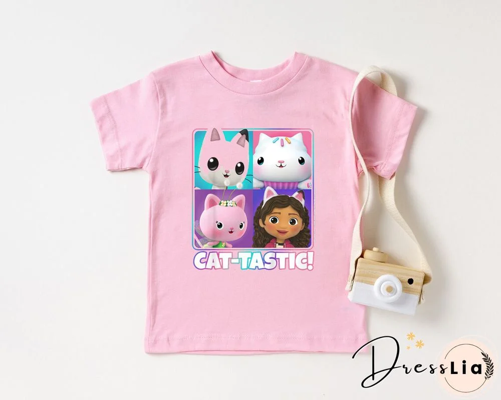 Kawaii Girls T Shirts Gabbys Doll House Cartoon Print Childrens Tshirt Summer Tee Girls Clothes White Camisole Tops